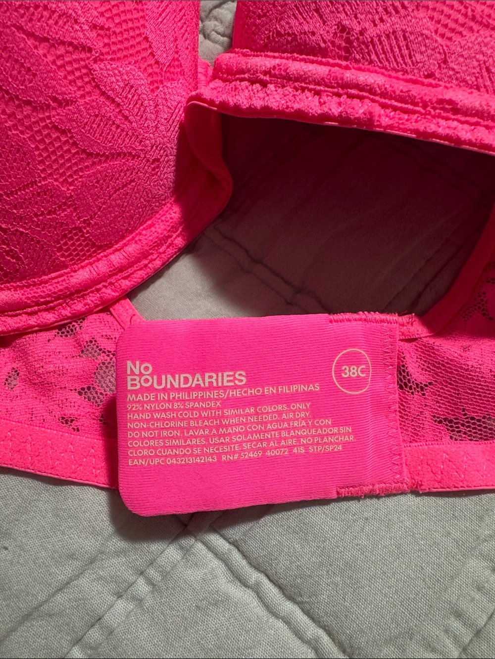 No Boundaries Hot Pink Lace Push-Up Bra - Picture 2 of 5